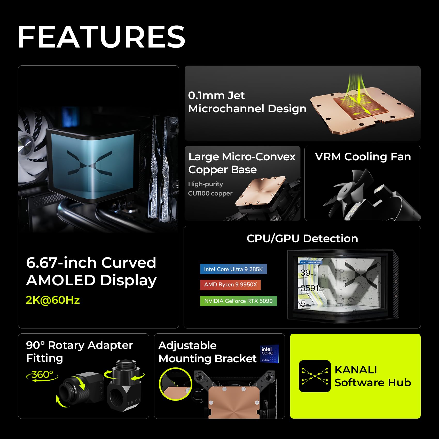 Amazon.com: TRYX Panorama WB CPU Water Block, Curved 2K AMOLED